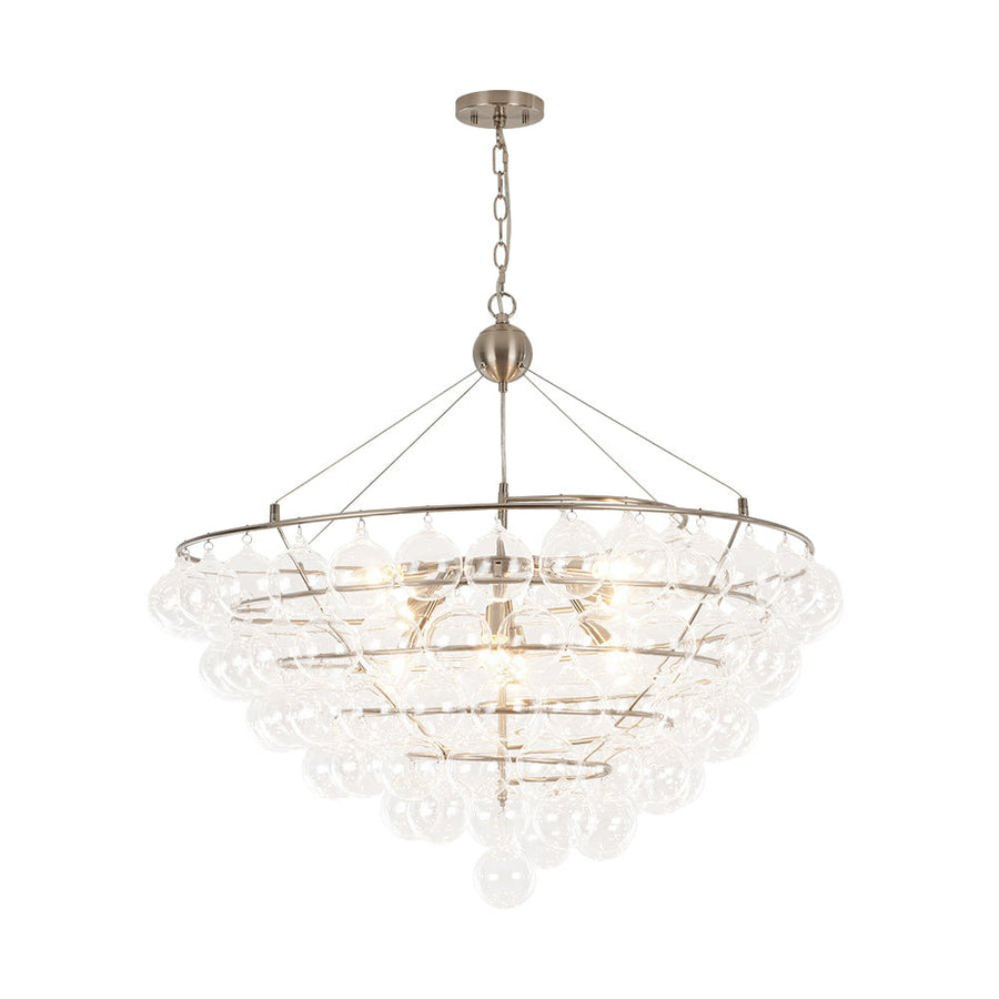 LightFixturesUSA - Oversized 8 - Light Spiral Tiered Clear Glass Bubble Chandelier - Chandelier - Brass - 