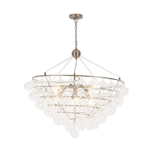 LightFixturesUSA - Oversized 8 - Light Spiral Tiered Clear Glass Bubble Chandelier - Chandelier - Brass - 