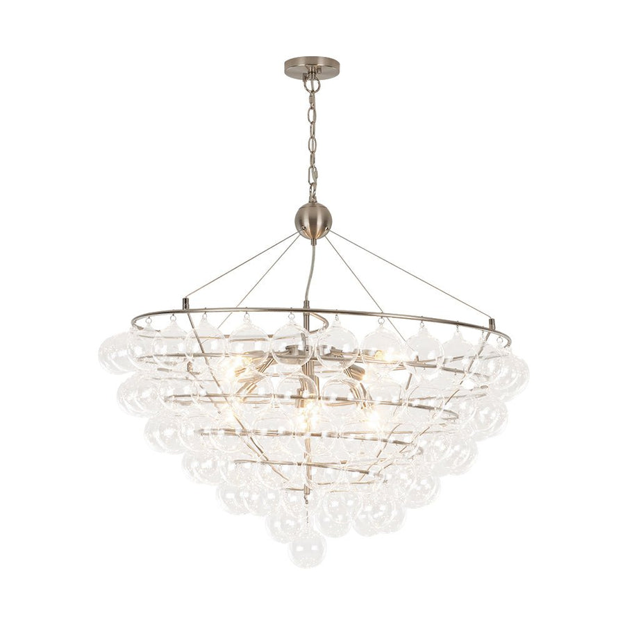 LightFixturesUSA - Oversized 8 - Light Spiral Tiered Clear Glass Bubble Chandelier - Chandelier - Brass - 