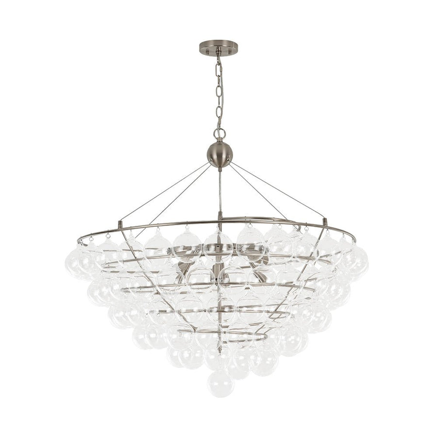 LightFixturesUSA - Oversized 8 - Light Spiral Tiered Clear Glass Bubble Chandelier - Chandelier - Brass - 
