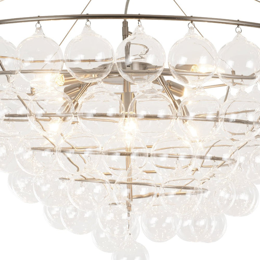LightFixturesUSA - Oversized 8 - Light Spiral Tiered Clear Glass Bubble Chandelier - Chandelier - Brass - 