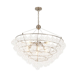 LightFixturesUSA - Oversized 8 - Light Spiral Tiered Clear Glass Bubble Chandelier - Chandelier - Brass - 