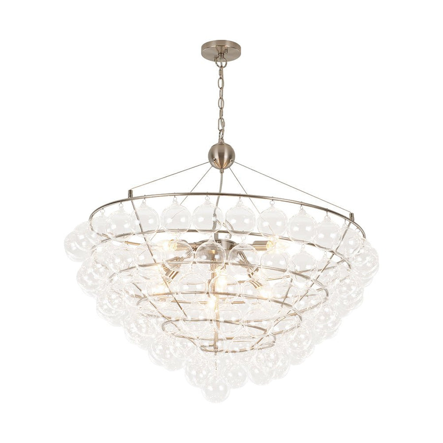 LightFixturesUSA - Oversized 8 - Light Spiral Tiered Clear Glass Bubble Chandelier - Chandelier - Brass - 