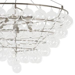 LightFixturesUSA - Oversized 8 - Light Spiral Tiered Clear Glass Bubble Chandelier - Chandelier - Brass - 