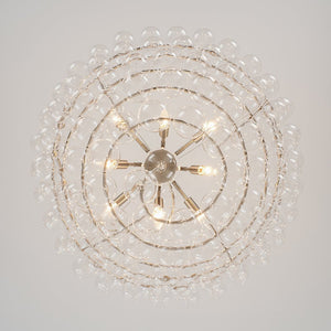 LightFixturesUSA - Oversized 8 - Light Spiral Tiered Clear Glass Bubble Chandelier - Chandelier - Brass - 