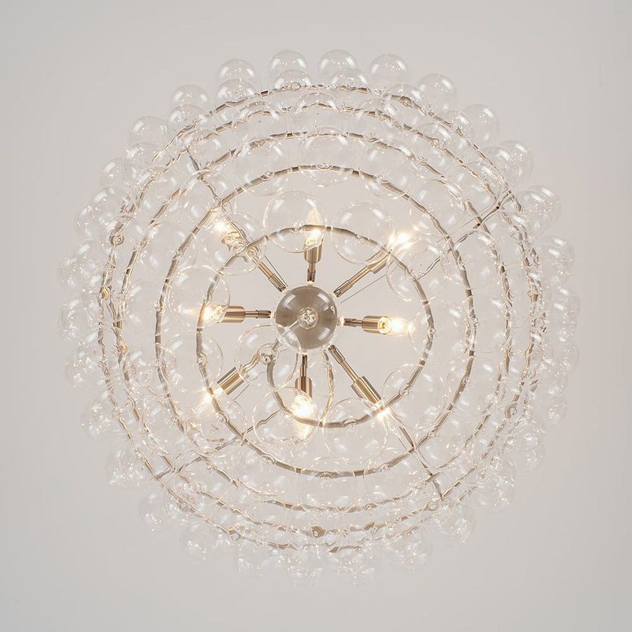 LightFixturesUSA - Oversized 8 - Light Spiral Tiered Clear Glass Bubble Chandelier - Chandelier - Brass - 