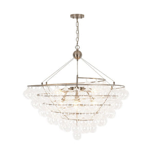 LightFixturesUSA - Oversized 8 - Light Spiral Tiered Clear Glass Bubble Chandelier - Chandelier - Brass - 
