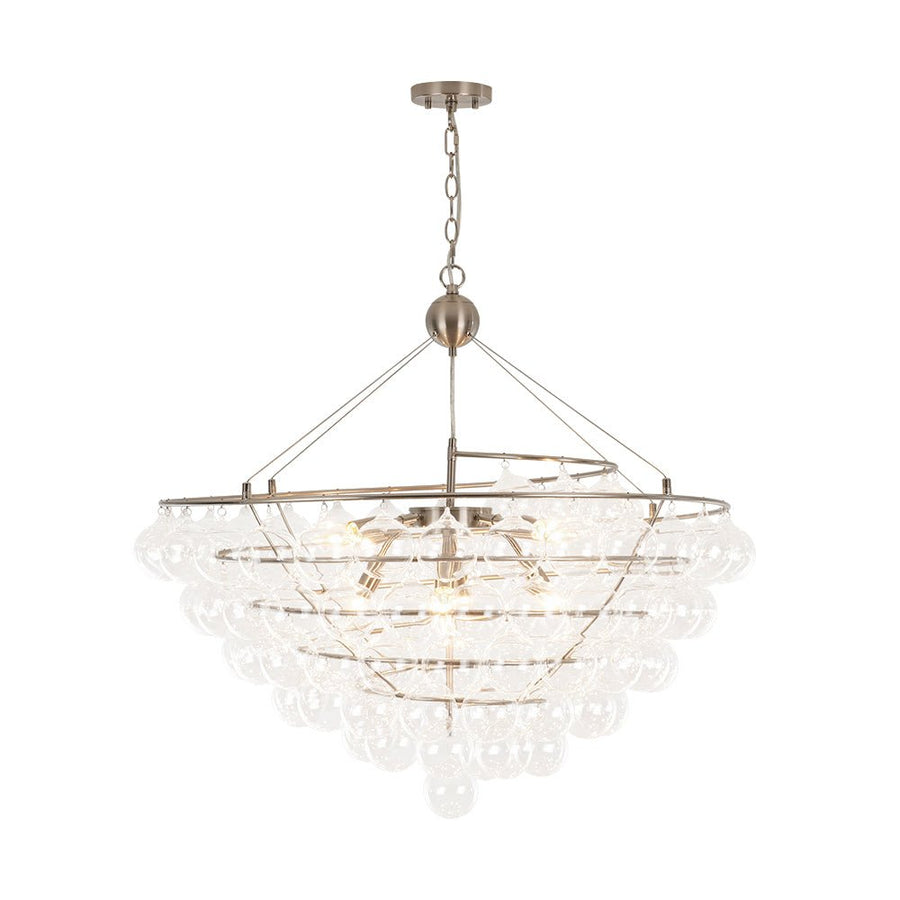 LightFixturesUSA - Oversized 8 - Light Spiral Tiered Clear Glass Bubble Chandelier - Chandelier - Brass - 
