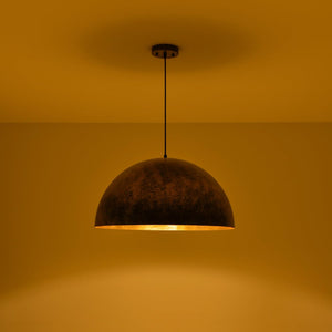 LightFixturesUSA - Oversized Antique Dark Rust Iron Dome Pendant Light - Pendant Light - 15 in. - 