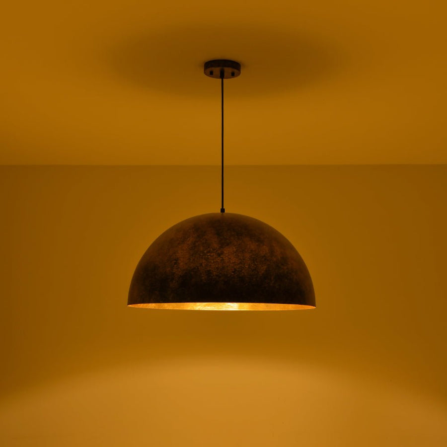 LightFixturesUSA - Oversized Antique Dark Rust Iron Dome Pendant Light - Pendant Light - 15 in. - 