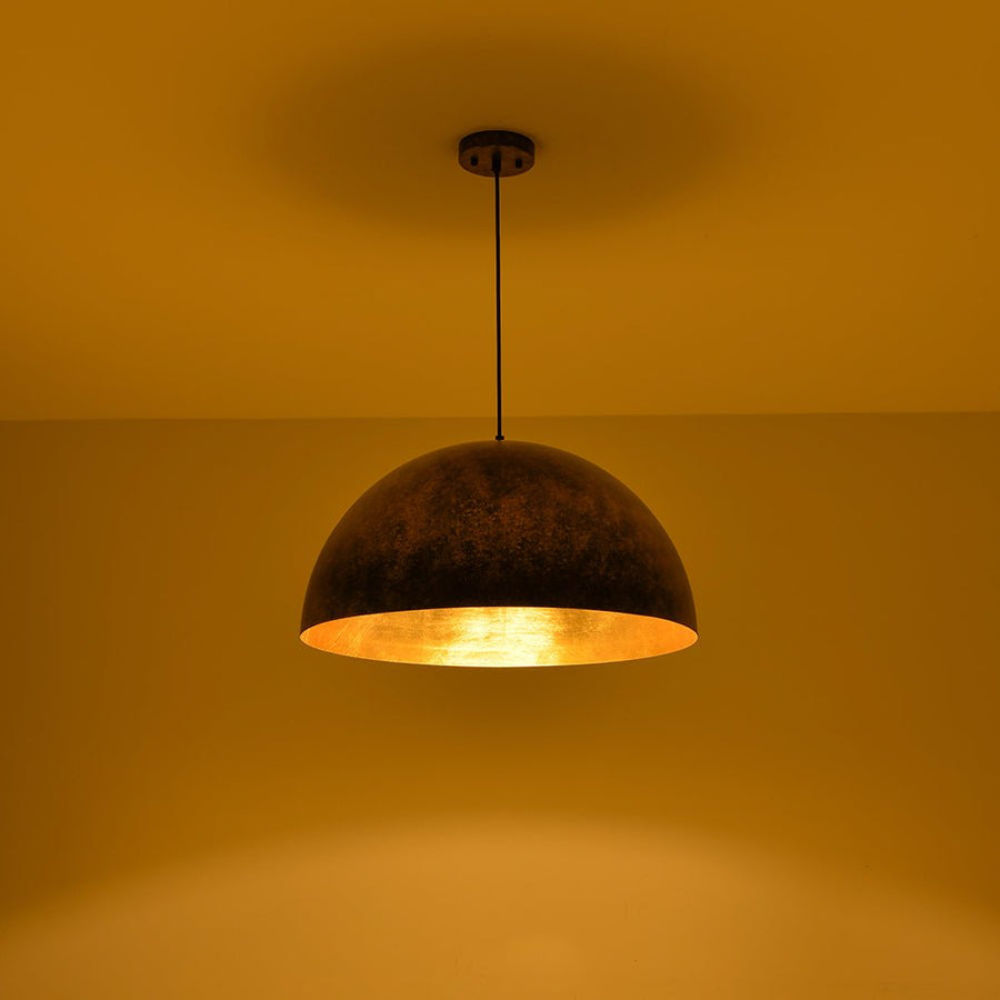 LightFixturesUSA - Oversized Antique Dark Rust Iron Dome Pendant Light - Pendant Light - 15 in. - 