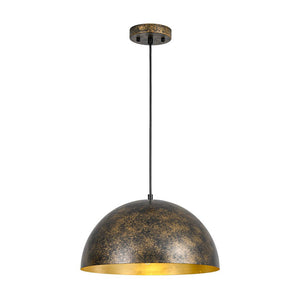 LightFixturesUSA - Oversized Antique Dark Rust Iron Dome Pendant Light - Pendant Light - 15 in. - 