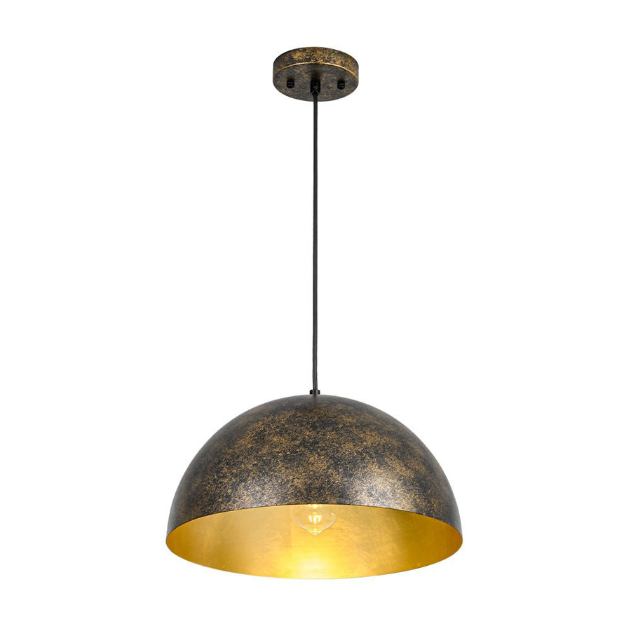 LightFixturesUSA - Oversized Antique Dark Rust Iron Dome Pendant Light - Pendant Light - 15 in. - 