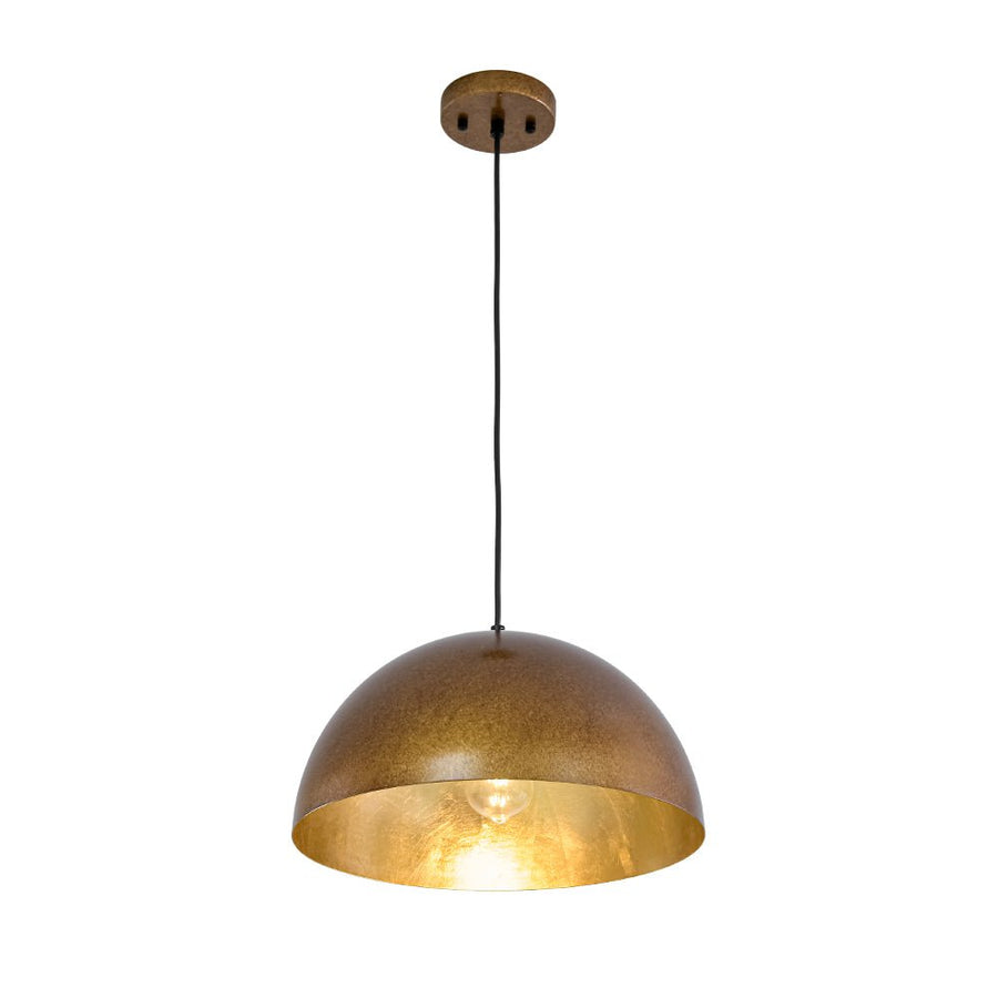 LightFixturesUSA - Oversized Antique Dark Rust Iron Dome Pendant Light - Pendant Light - 15 in./Aged Gold - 