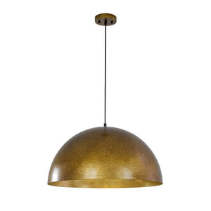 LightFixturesUSA - Oversized Antique Dark Rust Iron Dome Pendant Light - Pendant Light - 15 in./Aged Gold - 
