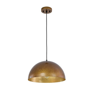 LightFixturesUSA - Oversized Antique Dark Rust Iron Dome Pendant Light - Pendant Light - 15 in./Aged Gold - 