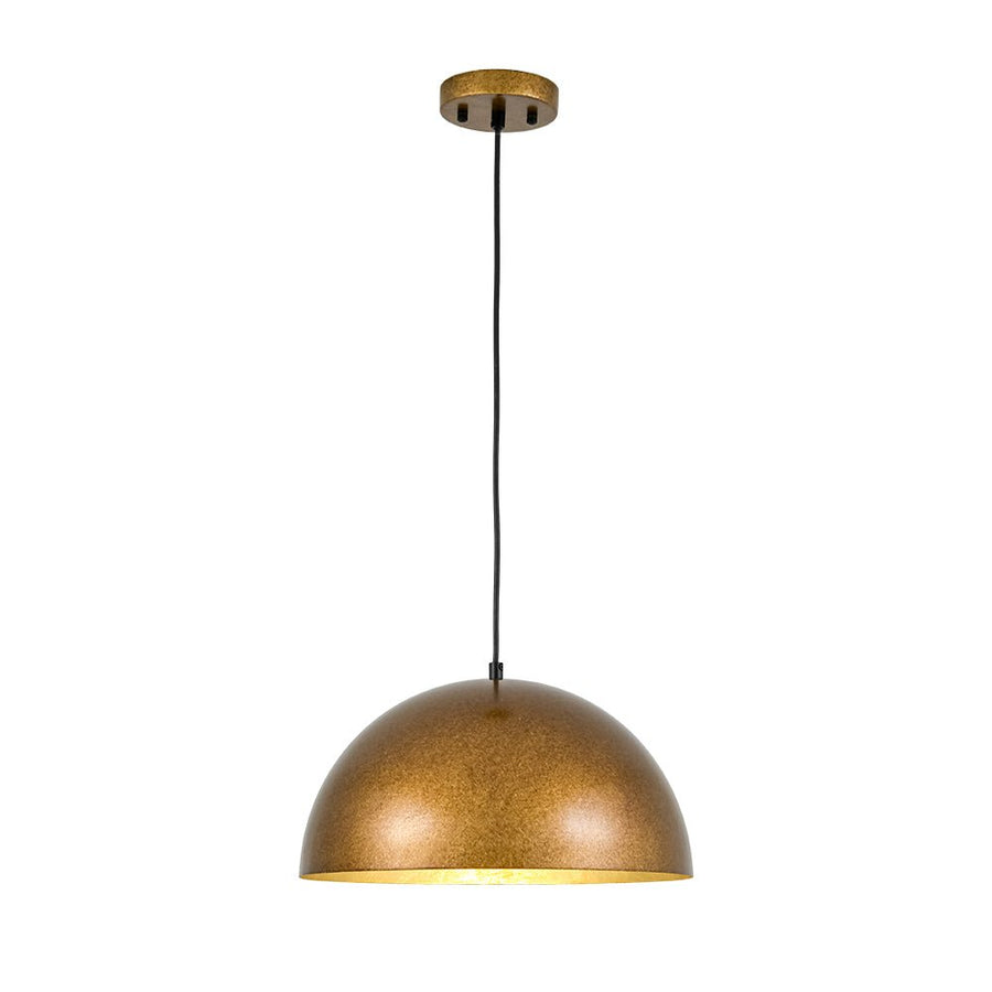LightFixturesUSA - Oversized Antique Dark Rust Iron Dome Pendant Light - Pendant Light - 15 in./Aged Gold - 