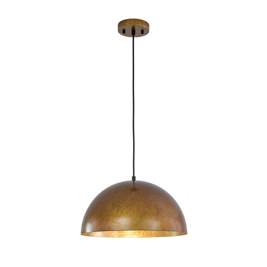 LightFixturesUSA - Oversized Antique Dark Rust Iron Dome Pendant Light - Pendant Light - 15 in./Aged Gold - 