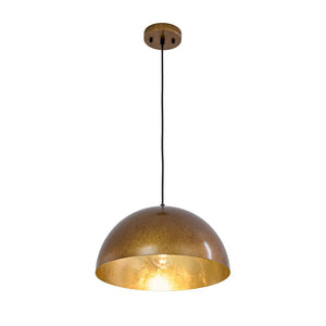 LightFixturesUSA - Oversized Antique Dark Rust Iron Dome Pendant Light - Pendant Light - 15 in./Aged Gold - 
