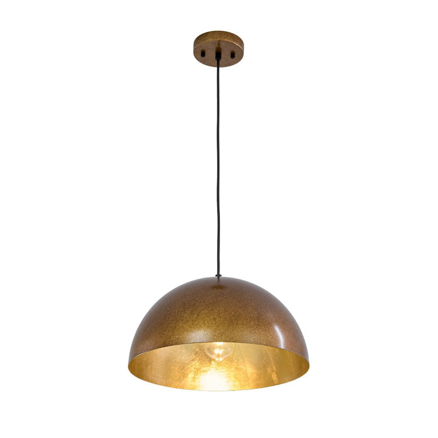 LightFixturesUSA - Oversized Antique Dark Rust Iron Dome Pendant Light - Pendant Light - 15 in./Aged Gold - 