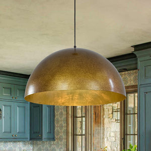 LightFixturesUSA - Oversized Antique Dark Rust Iron Dome Pendant Light - Pendant Light - 15 in./Dark Rust - 