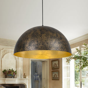 LightFixturesUSA - Oversized Antique Dark Rust Iron Dome Pendant Light - Pendant Light - 23 in. - 