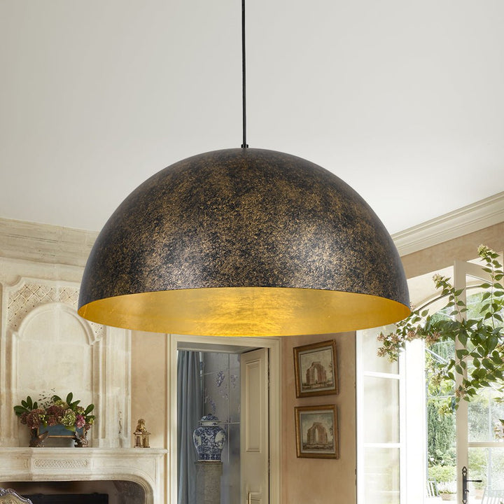 LightFixturesUSA - Oversized Antique Dark Rust Iron Dome Pendant Light - Pendant Light - 23 in. - 