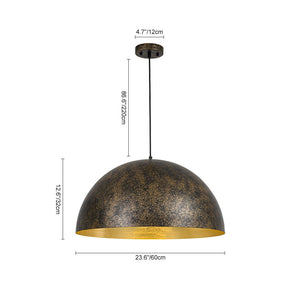 LightFixturesUSA - Oversized Antique Dark Rust Iron Dome Pendant Light - Pendant Light - 23 in. - 