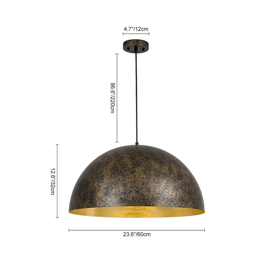 LightFixturesUSA - Oversized Antique Dark Rust Iron Dome Pendant Light - Pendant Light - 23 in. - 