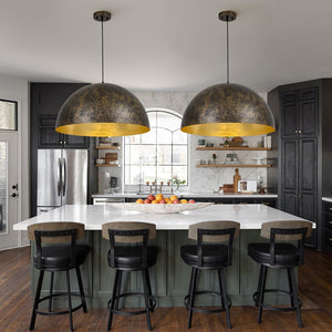 LightFixturesUSA - Oversized Antique Dark Rust Iron Dome Pendant Light - Pendant Light - 23 in. - 