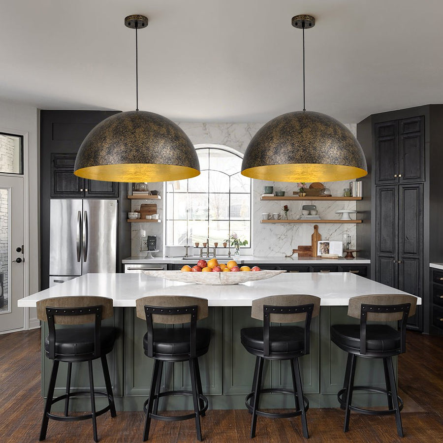 LightFixturesUSA - Oversized Antique Dark Rust Iron Dome Pendant Light - Pendant Light - 23 in. - 