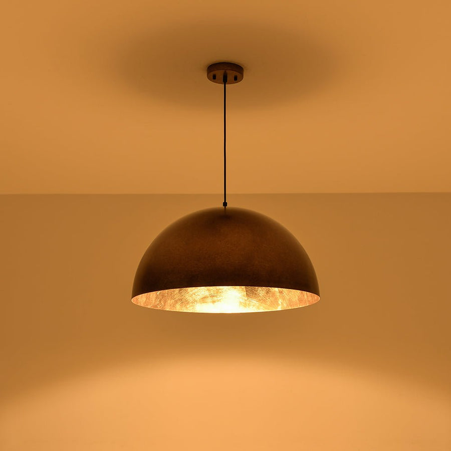 LightFixturesUSA - Oversized Antique Dark Rust Iron Dome Pendant Light - Pendant Light - 23 in./Aged Gold - 
