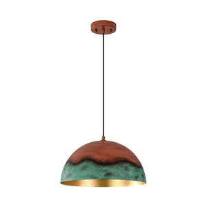 LightFixturesUSA - Oversized Industrial Copper Patina Metal Dome Pendant Light - Pendant Light - 15 in. - 