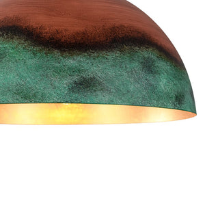 LightFixturesUSA - Oversized Industrial Copper Patina Metal Dome Pendant Light - Pendant Light - 15 in. - 