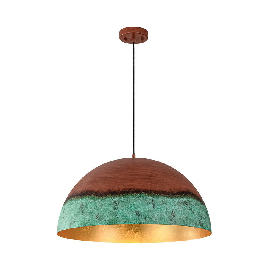 LightFixturesUSA - Oversized Industrial Copper Patina Metal Dome Pendant Light - Pendant Light - 23 in. - 