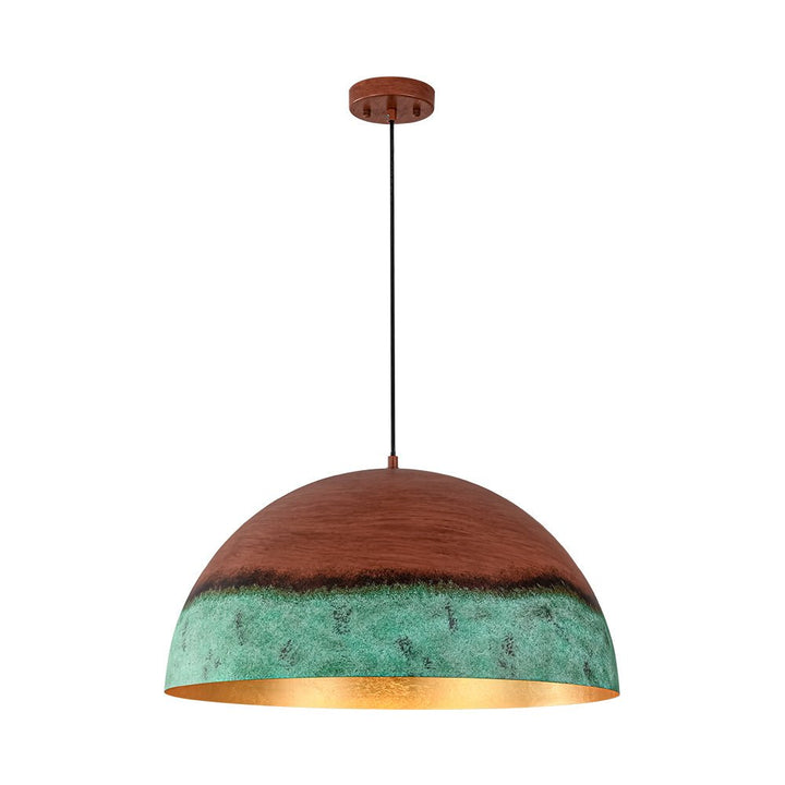 LightFixturesUSA - Oversized Industrial Copper Patina Metal Dome Pendant Light - Pendant Light - 23 in. - 