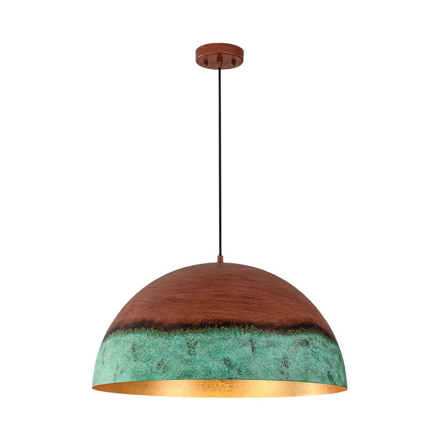 LightFixturesUSA - Oversized Industrial Copper Patina Metal Dome Pendant Light - Pendant Light - 23 in. - 