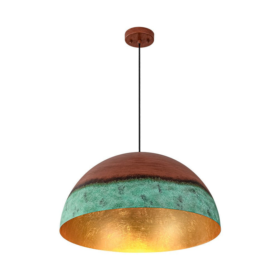 LightFixturesUSA - Oversized Industrial Copper Patina Metal Dome Pendant Light - Pendant Light - 23 in. - 
