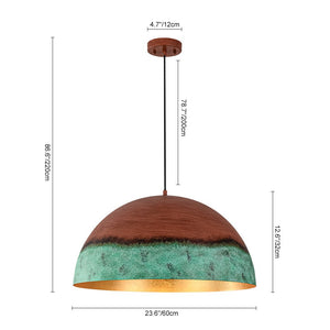 LightFixturesUSA - Oversized Industrial Copper Patina Metal Dome Pendant Light - Pendant Light - 23 in. - 