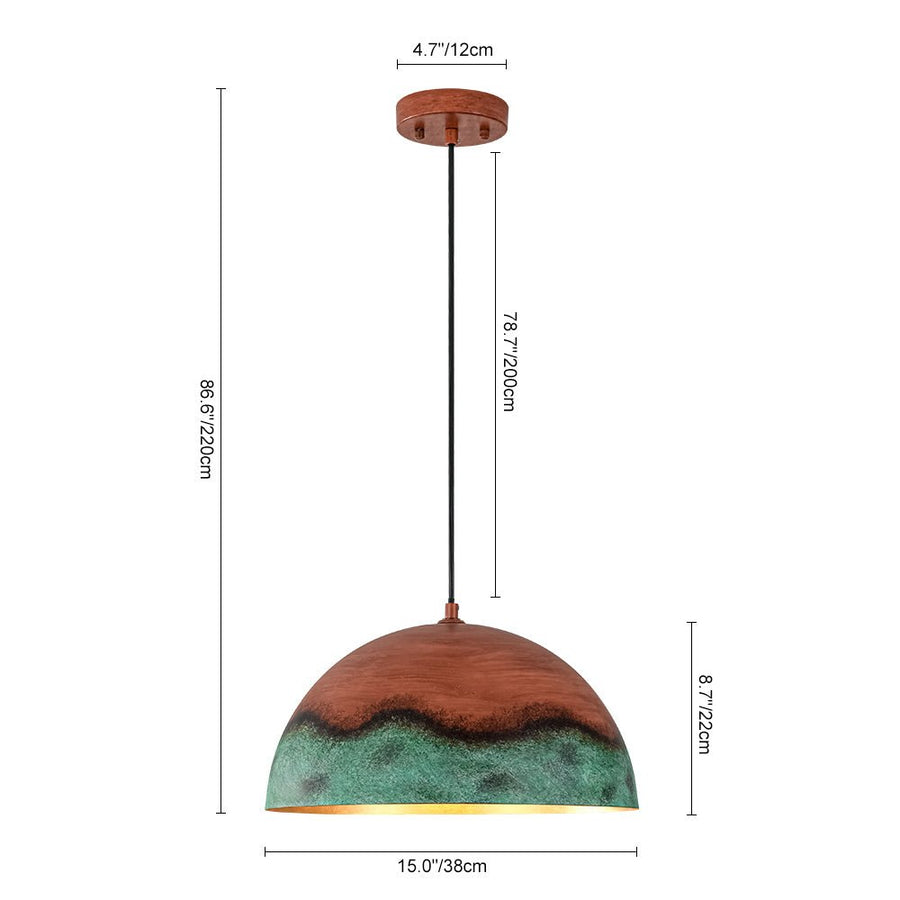 LightFixturesUSA - Oversized Industrial Copper Patina Metal Dome Pendant Light - Pendant Light - 23 in. - 