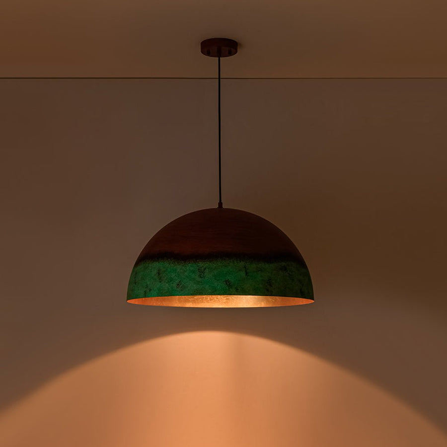 LightFixturesUSA - Oversized Industrial Copper Patina Metal Dome Pendant Light - Pendant Light - 23 in. - 