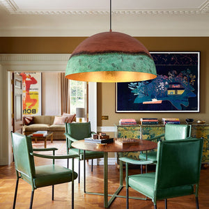 LightFixturesUSA - Oversized Industrial Copper Patina Metal Dome Pendant Light - Pendant Light - 23 in. - 
