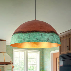 LightFixturesUSA - Oversized Industrial Copper Patina Metal Dome Pendant Light - Pendant Light - 23 in. - 
