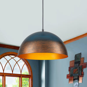 LightFixturesUSA - Oversized Industrial Oxidized Copper Patina Dome Pendant - Pendant Light - 15 in. - 