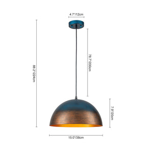 LightFixturesUSA-Oversized Industrial Oxidized Copper Patina Dome Pendant-Pendant Light-23 in.-