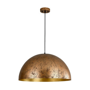 LightFixturesUSA - Oversized Metal Dome Pendant Light - Chandelier - Distressed Gold - 23 in.