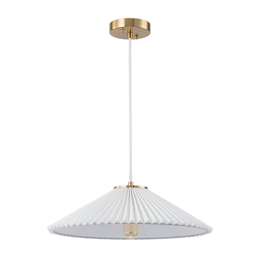 LightFixturesUSA - Oversized Pleated White Linen Shallow Cone Pendant Light - Ceiling Light - 18 in. - 