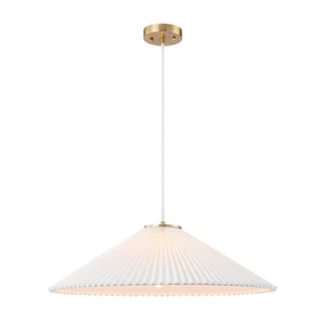 LightFixturesUSA - Oversized Pleated White Linen Shallow Cone Pendant Light - Ceiling Light - 25 in. - 