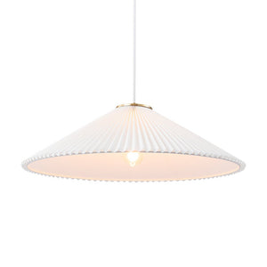 LightFixturesUSA - Oversized Pleated White Linen Shallow Cone Pendant Light - Ceiling Light - 25 in. - 