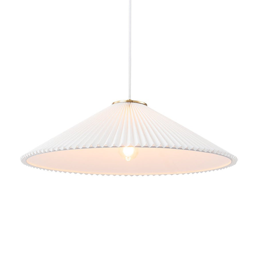 LightFixturesUSA - Oversized Pleated White Linen Shallow Cone Pendant Light - Ceiling Light - 25 in. - 